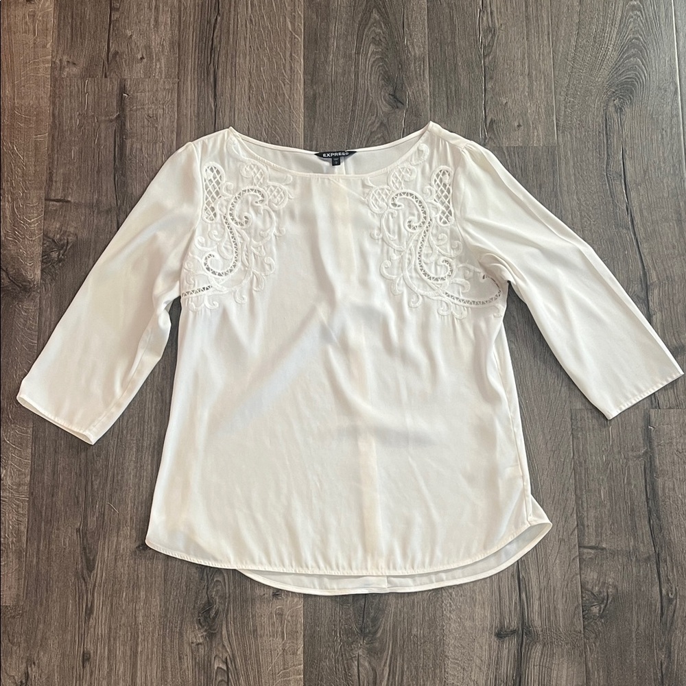 Express White Embroidered Blouse